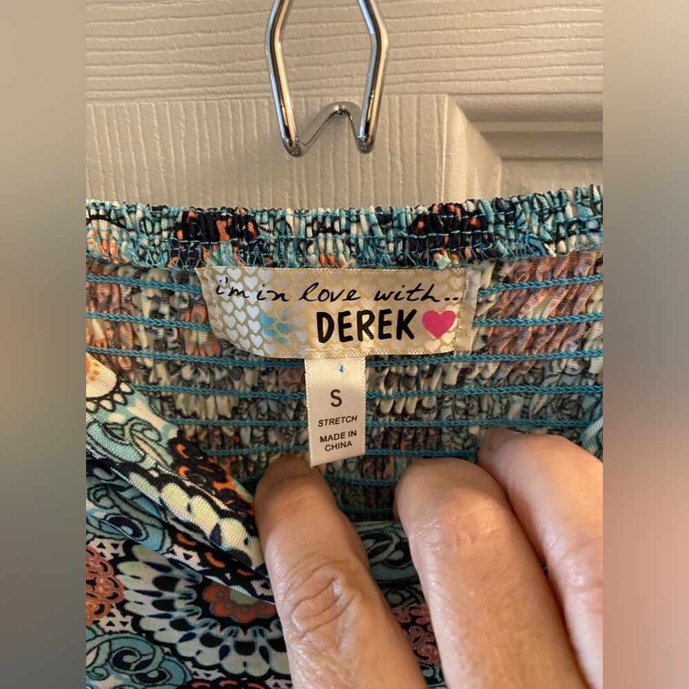 I’m in Love with Derek Strapless Boho Belted Maxi Dress Size Small Blues & Brown - Picture 5 of 5